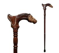 Walking Sticks for Men and Women, Walking Pole with Rubber Tips, Long Wooden Walking Cane Balance Support for Elderly, Non Slip Solid Wood Walking Staff, Non Folding, 37 Inch (Horse)
