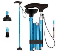 Walking Sticks for Seniors w/Wooden Handle, Lightweight Collapsible & Foldable Walking Canes for Men Women, Heavy Duty Adjustable Length Mobility Aids for Walking, w/Extra Tip & Carry Bag - Pink