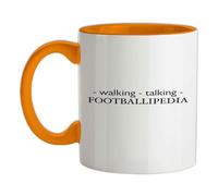Walking Talking Footballipedia - 11oz - Ceramic Two-Tone Mug for Coffee/Tea - Orange/White - One Size