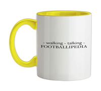 Walking Talking Footballipedia - 11oz - Ceramic Two-Tone Mug for Coffee/Tea - Yellow/White - One Size