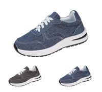 Walking Tennis Shoes Women's Lace-Up Trainers Platform Chunky Sneakers Arch Support Mesh Breathable Lightweight Running Shoes Workout Sport Work Casual Tennis Athletic Shoes Size 7 Blue