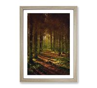 Walking Through An Autumn Forest Modern Framed Print | A3 Oak Framed Wall Art | Ready to Hang | Modern Landscape Picture | Living Room Bedroom Lounge Office