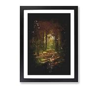 Walking Through An Autumn Forest Paint Splash Modern Framed Print | A2 Black Framed Wall Art | Ready to Hang | Modern Landscape Picture | Living Room Bedroom Lounge Office