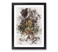 Walking Through an Autumn Forest Watercolour Framed Print | A2 Black Framed Wall Art | Ready to Hang | Modern Landscape Picture | Living Room Bedroom Lounge Office