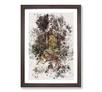 Walking Through an Autumn Forest Watercolour Framed Print | A2 Walnut Framed Wall Art | Ready to Hang | Modern Landscape Picture | Living Room Bedroom Lounge Office