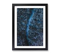Walking Through The Forest Painting Modern Framed Print | A2 Black Framed Wall Art | Ready to Hang | Modern Landscape Picture | Living Room Bedroom Lounge Office