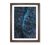 Walking Through The Forest Painting Modern Framed Print | A2 Walnut Framed Wall Art | Ready to Hang | Modern Landscape Picture | Living Room Bedroom Lounge Office