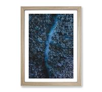 Walking Through The Forest Painting Modern Framed Print | A3 Oak Framed Wall Art | Ready to Hang | Modern Landscape Picture | Living Room Bedroom Lounge Office