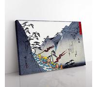 Walking Through The Mountains By Utagawa Hiroshige Asian Japanese Canvas Wall Art Print Ready to Hang, Framed Picture for Living Room Bedroom Home Office Décor, 76x50 cm (30x20 Inch)