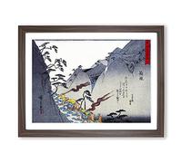 Walking Through The Mountains By Utagawa Hiroshige Asian Japanese Framed Wall Art Print, Ready to Hang Picture for Living Room Bedroom Home Office Décor, Walnut A2 (64 x 46 cm)