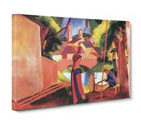 Walking To Town By August Macke Canvas Print | Gallery Wrapped 30mm Frame Wall Art | 24x16 inches | Ready to Hang | Classic Picture | Living Room Bedroom Lounge Office