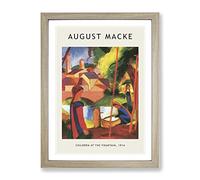 Walking To Town By August Macke Exhibition Museum Painting Framed Print | A4 Oak Framed Wall Art | Ready to Hang | Modern Historical Picture | Living Room Bedroom Lounge Office