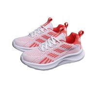 Walking Trainers for Women, Womens Running Trainers Lightweight Lace Up Sneaker Casual Non Slip Road Running Sneaker Breathable Walking Shoes Comfortable Badminton Gym Tennis Footwear Red