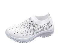 Walking Trainers Womens Extra Cushioned Walking Shoes for Senior Women Easy Hook and Loop Closure for Arthritic Hands Maximum Shock Trainers Womens White