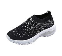 Walking Trainers Womens Extra Cushioned Walking Shoes for Senior Women Easy Hook and Loop Closure for Arthritic Hands Maximum Shock Girls Trainers Black