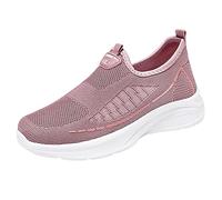 Walking Trainers Womens Slip On Walking Trainers with Decorative Lacing Non Functional Easy Wear with a Traditional Trainer Look Perfect Womens Pink