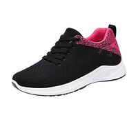 Walking Trainers Womens Wide Fit Lacing Slip On Trainers with Arch Support Comfortable Breathable Mesh Sneaker Lightweight Spring Summer Gym Fitness Shoes with Memory Foam Casual Sports Every-Day Red