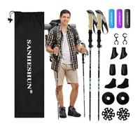 Walking Trekking Poles 2 Pack - 5 Section Lightweight Aluminium Alloy with Anti Shock & Quick Flip Lock - Cork EVA Handle, Adjustable 108-128CM - for Hiking, Camping, Travel