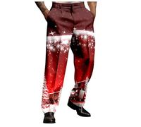 Walking Trousers for Men Uk, Male Merry Christmas Day Suit Trousers Holiday Printed Casual Novel Button Pants (XXL)
