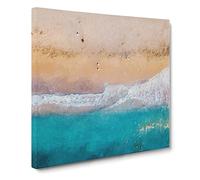 Walking Upon a Beach in Corfu Greece Canvas Print | Gallery Wrapped 30mm Frame Wall Art | 20x20 inches | Ready to Hang | Modern Seascape Picture | Living Room Bedroom Lounge Office