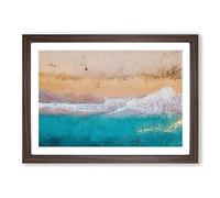 Walking Upon a Beach in Corfu Greece Framed Print | A2 Walnut Framed Wall Art | Ready to Hang | Modern Beach Picture | Living Room Bedroom Lounge Office