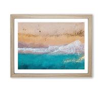 Walking Upon A Beach In Corfu Greece Modern Art Framed Print | A2 Oak Framed Wall Art | Ready to Hang | Modern Beach Picture | Living Room Bedroom Lounge Office