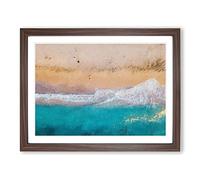 Walking Upon A Beach In Corfu Greece Modern Art Framed Print | A3 Walnut Framed Wall Art | Ready to Hang | Modern Beach Picture | Living Room Bedroom Lounge Office