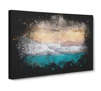 Walking Upon A Beach In Corfu Greece Paint Splash Canvas Print | Gallery Wrapped 30mm Frame Wall Art | 24x16 inches | Ready to Hang | Coastal Seascape Picture | Living Room Bedroom Lounge Office