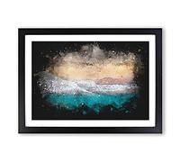 Walking Upon a Beach in Corfu Greece Paint Splash Framed Print | A2 Black Framed Wall Art | Ready to Hang | Modern Beach Picture | Living Room Bedroom Lounge Office