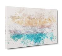 Walking Upon a Beach in Corfu Greece Watercolour Canvas Print | Gallery Wrapped 30mm Frame Wall Art | 30x20 inches | Ready to Hang | Modern Seascape Picture | Living Room Bedroom Lounge Office