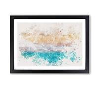 Walking Upon a Beach in Corfu Greece Watercolour Framed Print | A2 Black Framed Wall Art | Ready to Hang | Modern Beach Picture | Living Room Bedroom Lounge Office