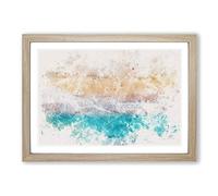 Walking Upon a Beach in Corfu Greece Watercolour Framed Print | A2 Oak Framed Wall Art | Ready to Hang | Modern Beach Picture | Living Room Bedroom Lounge Office