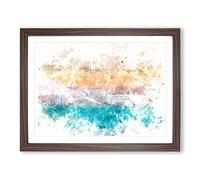 Walking Upon A Beach In Corfu Greece Watercolour Modern Framed Print | A2 Walnut Framed Wall Art | Ready to Hang | Modern Beach Picture | Living Room Bedroom Lounge Office