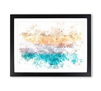 Walking Upon A Beach In Corfu Greece Watercolour Modern Framed Print | A4 Black Framed Wall Art | Ready to Hang | Modern Beach Picture | Living Room Bedroom Lounge Office