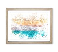 Walking Upon A Beach In Corfu Greece Watercolour Modern Framed Print | A4 Oak Framed Wall Art | Ready to Hang | Modern Beach Picture | Living Room Bedroom Lounge Office