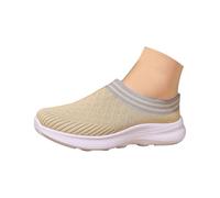 Walking Wedge Heel Sandals Shoes Women, Mules for Women, Trainers, Knitted, Plain Lightweight Wedge Heel, Casual Shoes, Breathable, Comfortable, Walking Shoes, beige, 4 UK
