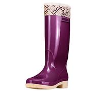 Walking Wellies Womens Rain Boots Gardening Shoes Women Mens Lined Boots Women's Spring Summer Autumn and Winter High Top Plus Velvet Cotton Removable and Washable Outdoor Fashion Work Fishing Car Was