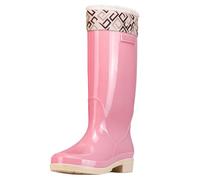 Walking Wellies Womens Rain Boots Gardening Shoes Women Mens Lined Boots Women's Spring Summer Autumn and Winter High Top Plus Velvet Cotton Removable and Washable Outdoor Fashion Work Fishing Car Was