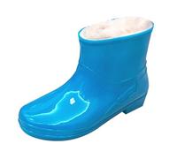 Walking Wellies Womens Rain Boots Ladies Garden Shoes Wide Width Calf Boots Women's Spring Summer Autumn and Winter Short Sleeved Fixed Velvet Outdoor Fashion Work Fishing Kitchen Non Slip Warm Rubber