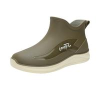 Walking Wellies Womens Waterproof Boots Garden Shoes Womens Water Boots Women's Fashion Rain Cut Short Tube Plastic Water Shoes with Non Slip Soles Warm Proof Rubber Booties Size 11 (Green,5.5)