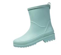 Walking Wellies Womens Womens Waterproof Boots Leather Rain Boots Short Rain for Ankle Rainboot Garden Boot Ladies Rubber Outside Work with Comfort Wide Calf (Green,6.5)