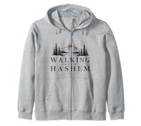 Walking With Hashem Jewish Camper Hiking Camping Catskills Zip Hoodie