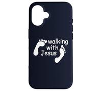 Walking With Jesus Funny Human Footprint Case for iPhone 16