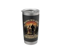 Walking with Jesus Searching for Bigfoot Cryptid Sasquatch Stainless Steel Insulated Tumbler