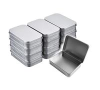Walkingpround 12 Pack Empty Tin Box Storage Containers Metal Silver Rectangular for Candy Tins Gift Card Holder Box