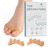 Walkize Toe Separators for Women - Silicone Toe Spacers for Bunion Relief, Foot Pain Relief, Pedicure & Overlapping Toes - Comfortable Daily Wear (2 Pairs, Beige)
