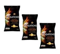 Walkkers Sensations 150g - Chicken - Delicious, Mouth-Watering Flavoured Potato Chips - Or Serve With Sensations Peanuts For The Perfect Party Snack Platter - Pack of 3 x 150g