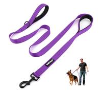 WalkMagic Heavy Duty Double Handle Dog Leash 6 ft Long for Total Control, Padded 2 Handle, Reflective Training Lead for Medium Large Dogs (Purple, 6 FT)