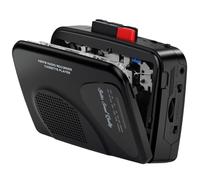 Walkmaner Cassette Player/Recorder, Am/FM Radio, Portable Cassette Player, Cassette Recording, Built-in Speakers, Manual Recording, T201 (Black)