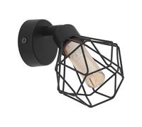 Wall 1 Spot Light Colour Black Steel Shade Amber Glass Bulb G9 1x3W Included